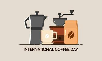piatto internazionale giorno di caffè design sfondo concetto vettore