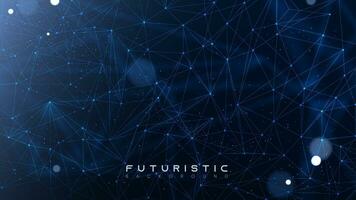 futuristico scientifico sfondo con maglia. astratto Tech Rete connessione punti. digitale tecnologia e grande dati analisi illustrazione. buio sfondo con plesso Linee vettore