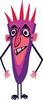 cartone animato comico mostro con strano raccapricciante viso. Halloween personaggio nel moderno cartone animato stile vettore