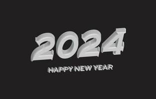contento nuovo anno 2024 con 3d retrò pieno colore design modello. 2024 nuovo anno celebrazione concetto per saluto carta, bandiera e inviare modello vettore