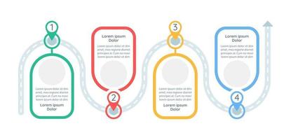 modello di infografica vettoriale piano di risoluzione dei problemi. elementi di design di presentazione della strategia con lo spazio del testo. visualizzazione dei dati con 4 passaggi. grafico della sequenza temporale del processo. layout del flusso di lavoro con copyspace