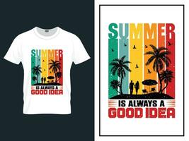 estate tempo spiaggia maglietta design vettore illustrazione, vettore estate giorno t camicia design