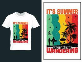 estate tempo spiaggia maglietta design vettore illustrazione, vettore estate giorno t camicia design