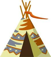 indiano Wigwam. tenda fatto di pelli. Marrone tepee. tribale capanna. cartone animato piatto illustrazione. casa di nativo americano vettore