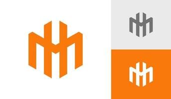 lettera mh o hm esagono logo design vettore