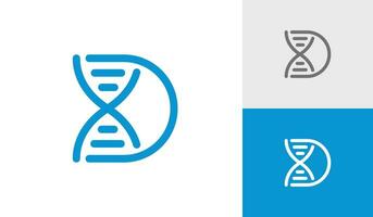 dna simbolo con lettera d logo design vettore