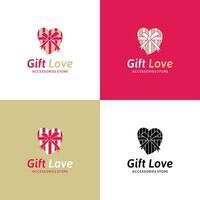 regalo amore logo design modello nel combinazione rosa e Marrone colori. monochorme sfondo. vettore