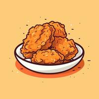 fritte pollo pepite su un' piatto. vettore illustrazione nel cartone animato stile.