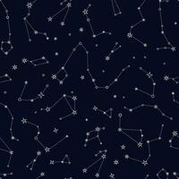 stellato notte cielo vettore senza soluzione di continuità modello. costellazione carta geografica di latteo modo. mistico esoterico sfondo per design di tessuto, confezione, astrologia, Telefono Astuccio, yoga stuoia, taccuino copertine, involucro carta