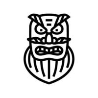 kagura danza maschera lo shintoismo linea icona vettore illustrazione