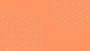 strutture molecolari esagonali astratte su sfondo arancione con spazio di copia. vettore