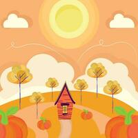 colorato autunno di stagione paesaggio Visualizza vettore illustrazione