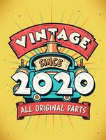 Vintage ▾ da 2020, Nato nel 2020 Vintage ▾ compleanno celebrazione. vettore