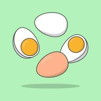 uovo cartone animato vettore illustrazione. caduta affettato uovo piatto icona schema. volante uovo