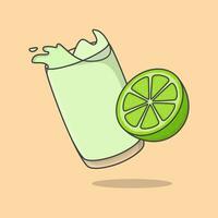 lime succo cartone animato vettore illustrazione. fresco lime succo piatto icona schema