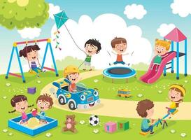 bambini che giocano nel parco vettore