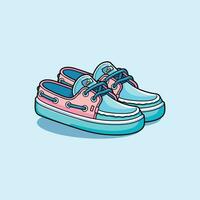 barca scarpe etichetta. kawaii vettore illustrazione