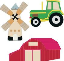 colorato azienda agricola clipart impostato nel scarabocchio cartone animato stile per agricoltori e bambini chi amore azienda agricola vita e nazione vita vettore