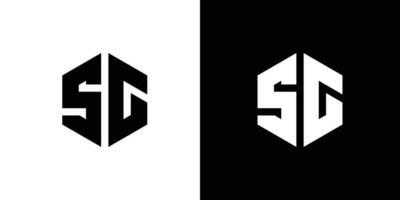 lettera S g poligono, esagonale minimo e di moda professionale logo design su nero e bianca sfondo vettore