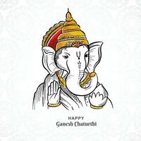 disegnare a mano schizzo lord ganesh chaturthi bella carta vacanze sfondo vettore