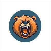 arrabbiato orso testa portafortuna logo, esports logo vettore illustrazione design concetto.