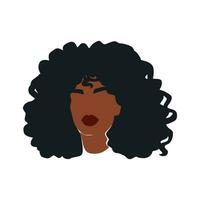 afro americano donna vettore illustrazione ritratto. bellissimo ragazza buio pelle. Riccio capelli
