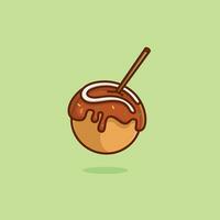takoyaki cibo galleggiante semplice cartone animato vettore illustrazione cibo concetto icona isolato
