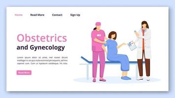 modello di pagina di destinazione di ostetricia e ginecologia. idea dell'interfaccia del sito Web obgyn con illustrazioni piatte. parto al layout della homepage dell'ospedale. banner web della clinica di cure prenatali, concetto di fumetto della pagina web vettore