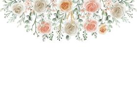 occhiali da sole di pesca, morbido arancia e bianca Rose fiore telaio sfondo vettore