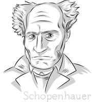 schopenhauer filosofo mano disegnato linea arte ritratto illustrazione vettore