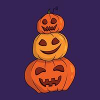 Halloween illustrazione con tre zucche vettore