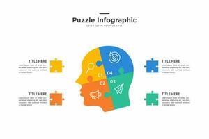 puzzle Infografica design con 4 fare un passo, grafico per descrivere il passi. vettore