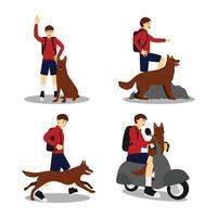 viaggio illustrazione con cane vettore