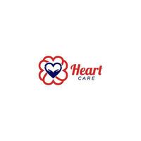 cuore cura logo design vettore