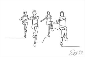 vettore illustrazione continuo linea di ginnastica sport donna