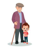 nonno e nipote chat insieme avendo divertimento vettore illustrazione