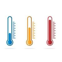 termometro simbolo nel diverso colori e livelli. temperatura icona impostato nel piatto stile. isolato vettore illustrazione.