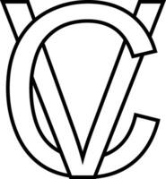 logo cartello vc CV, icona cartello interlacciato lettere c v vettore