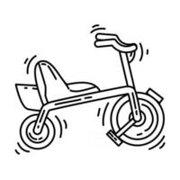 parco giochi per bambini in bicicletta, gioco, bambini, scuola materna. set di icone disegnate a mano, contorno nero, icona scarabocchio, icona vettoriale