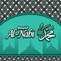 piatto cartone animato islamico design per Mawlid al nabi Maometto, quale si intende compleanno di il profeta Maometto vettore