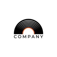 logo nero vinile record retrò musica illustrazione. musica disco dj cartello logo design vettore