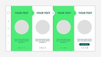 modello di vettore di onboarding di iniziative ambientali. sito mobile reattivo con icone. pagina web passo passo 4 schermate. sviluppo sostenibile. concetto di colore di marketing verde con spazio di copia