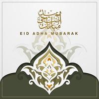 eid adha mubarak biglietto di auguri motivo floreale islamico disegno vettoriale con calligrafia araba, mezzaluna