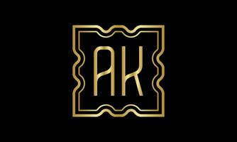 lettera ak logo design. ak logo design su dentro il quadrato. vettore