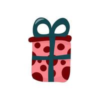 vettore singolo polka punto regalo scatola clipart. azione vettore illustrazione nel colore. nel cartone animato stile, su un' bianca sfondo