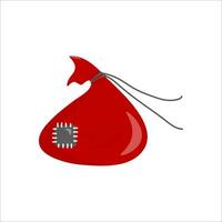 vettore singolo clipart Santa Claus regalo Borsa nel colore su un' bianca sfondo. icona. disegnato a mano stile. azione illustrazione.