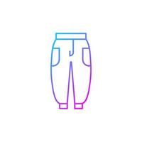icona di vettore lineare di gradiente di jogging. pantaloni sportivi per le donne. pantaloni della tuta per gli uomini. pantaloni unisex. abbigliamento sportivo. simboli di colore linea sottile. pittogramma in stile moderno. disegno vettoriale isolato contorno