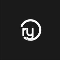 iniziali ry logo monogramma con semplice cerchi Linee vettore