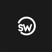 iniziali sw logo monogramma con semplice cerchi Linee vettore
