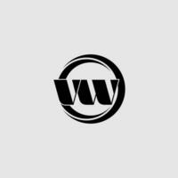 lettere vw semplice cerchio connesso linea logo vettore